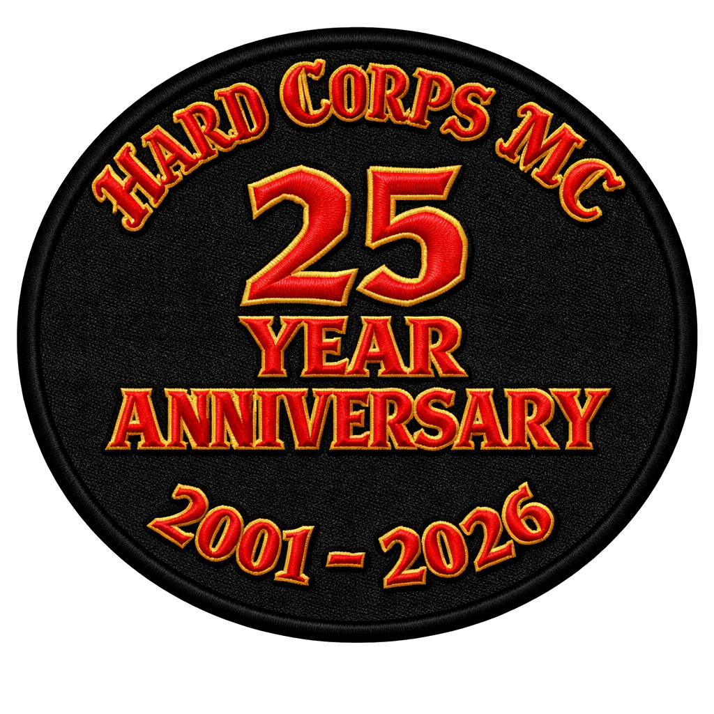 Hard Corps MC 25 Year Anniversary badge, 2001 to 2026